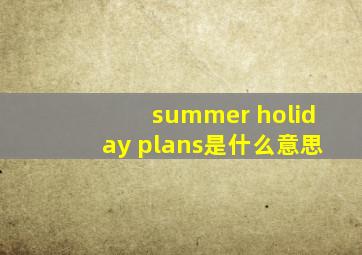 summer holiday plans是什么意思